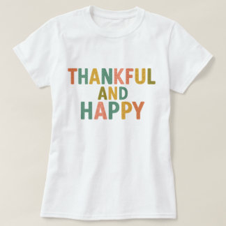 Fun Retro Colorful Pattern Thankful and Happy Tシャツ