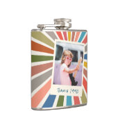 Fun Retro Custom Birthday Vintage Photo フラスク (右)