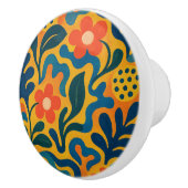 Fun Retro Garden Collage Pattern Motif セラミックノブ (右)