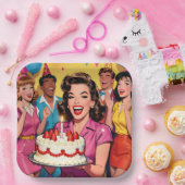 Fun Retro Pop Art Comic Mid-Century Birthday ペーパープレート (パーティー)