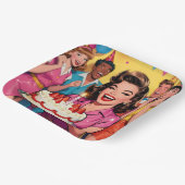 Fun Retro Pop Art Comic Mid-Century Birthday ペーパープレート (傾斜あり)