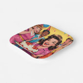 Fun Retro Pop Art Comic Mid-Century Birthday ペーパープレート (傾斜あり)