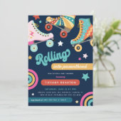 Fun Retro Rolling into Parenthood' ベビーシャワー  招待状 (スタンド正面)