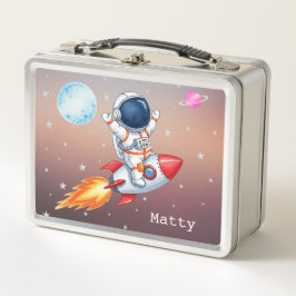 Fun Rocket Spaceman Child's Lunch Box メタルランチボックス