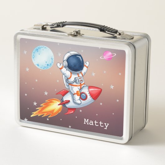 Fun Rocket Spaceman Child's Lunch Box メタルランチボックス (正面)