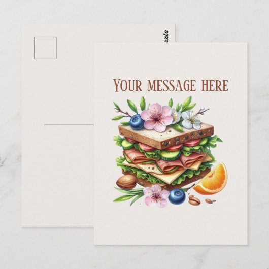 Fun sandwich shop add message business name ポストカード (正面/裏面)