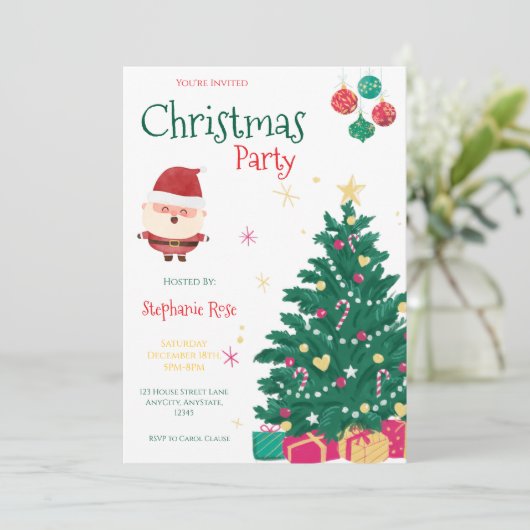 Fun Santa Christmas Party Invitation 招待状 (スタンド正面)