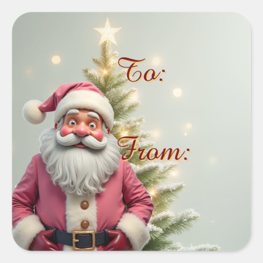 Fun Santa Claus Holiday Themed スクエアシール (正面)
