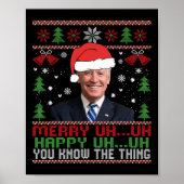 Fun Santa Joe Biden Merry Uh Uh Christmas Ugly ポスター (正面)