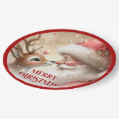 Fun Santa Rudolph Cartoon Holiday Paper Plates ペーパープレート (アングル)