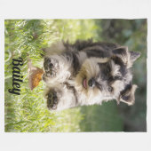 Fun Schnauzer Personalized フリースブランケット (正面(横))