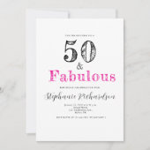 Fun Script Fifty and Fabulous 50th Birthday Party 招待状 (正面)