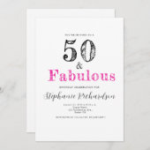 Fun Script Fifty and Fabulous 50th Birthday Party 招待状 (正面/裏面)