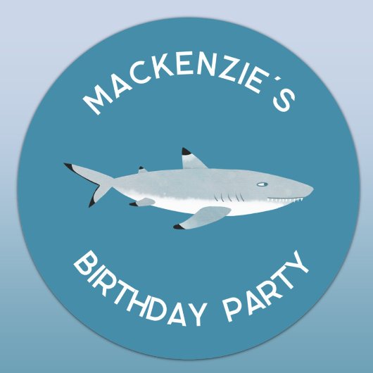 Fun Shark Underwater Birthday Party ラウンドシール