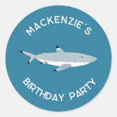 Fun Shark Underwater Birthday Party ラウンドシール (正面)