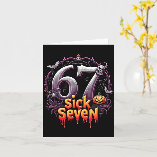 Fun Six Seven 6 7 Meme Design Fun Sick Seven Hallo カード (黄色い花)