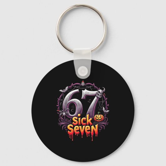 Fun Six Seven 6 7 Meme Design Fun Sick Seven Hallo キーホルダー (正面)