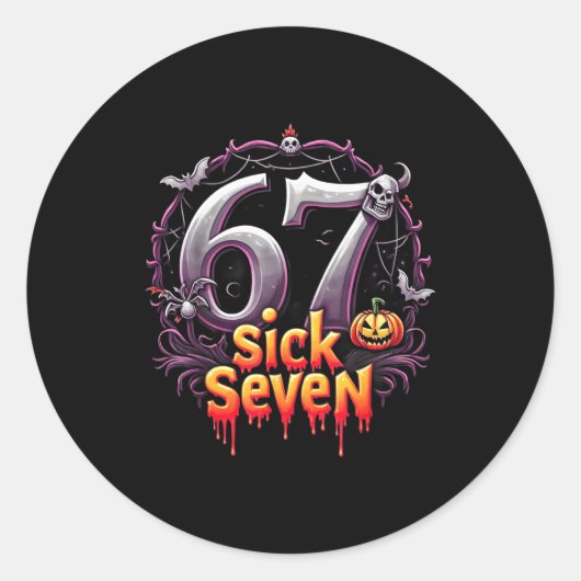 Fun Six Seven 6 7 Meme Design Fun Sick Seven Hallo ラウンドシール (正面)