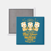 Fun Skeleton Er Icu Nurse Night Shift Crew New Yea マグネット (正面/裏面)