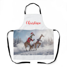 Fun Skiing Giraffe Family Christmas Personalized