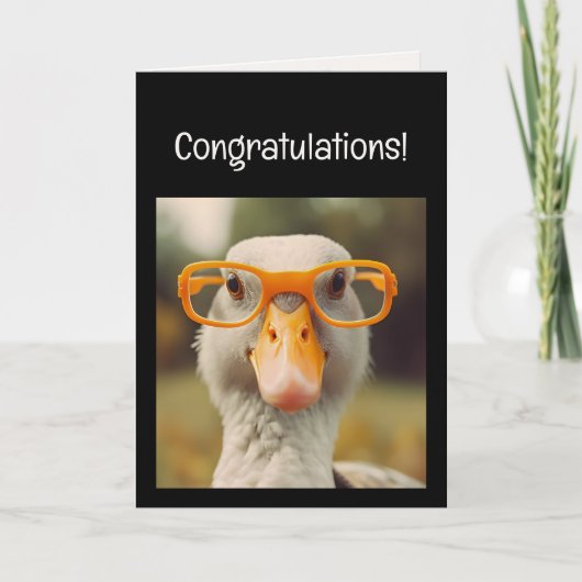 Fun Smart Goose Glasses Congratulations! Grad カード (正面)