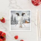 Fun Snowman Doing a Headstand  スタンダードカクテルナプキン (インサイチュ)