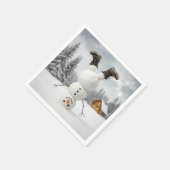 Fun Snowman Doing a Headstand  スタンダードカクテルナプキン (角)