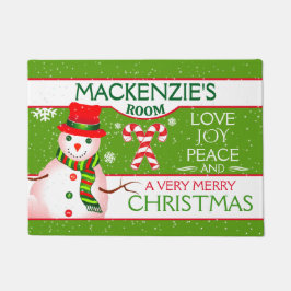 FUN Snowman for CHILD'S ROOM | GREEN Christmas ドアマット