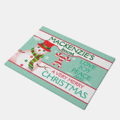 FUN Snowman for CHILD'S ROOM | TEAL Christmas ドアマット (アングル)