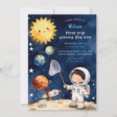 Fun Space First Trip Around The Sun 1st Birthday 招待状 (正面)