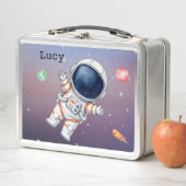 Fun Spaceman and Planets Childs's Lunch Box メタルランチボックス (インサイチュ)