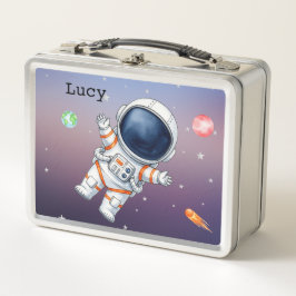 Fun Spaceman and Planets Childs's Lunch Box メタルランチボックス