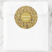 Fun Sparkle Glitzy Birthday ラウンドシール (バッグ)