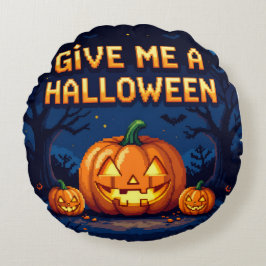 Fun Spooky Decor with Pumpkins,Ghosts & Witch Hats ラウンドクッション