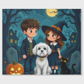 Fun Spooky Gift Wrap with Pumpkins, Ghosts & Bats ラッピングペーパー (フラット)