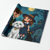 Fun Spooky Gift Wrap with Pumpkins, Ghosts & Bats ラッピングペーパー (アンロールド)