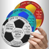 Fun Sporty Stars Soccer Ball Boys Birthday 招待状