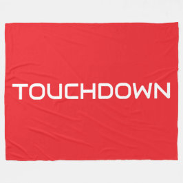 Fun Sporty TOUCHDOWN Modern Text On Bright Red フリースブランケット