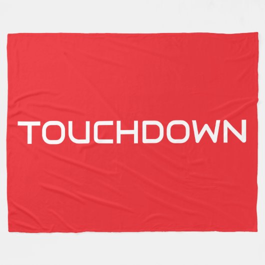 Fun Sporty TOUCHDOWN Modern Text On Bright Red フリースブランケット (正面(横))