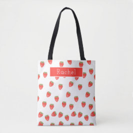 Fun Strawberry Personalized Name トートバッグ
