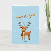Fun Stylish Watercolor Reindeer Tree  カード (裏面)