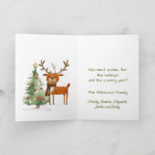Fun Stylish Watercolor Reindeer Tree  カード (内部)
