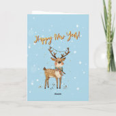 Fun Stylish Watercolor Reindeer Tree  カード (裏面)