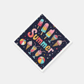 Fun Summer Graphics On Black スタンダードカクテルナプキン (角)