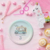Fun Summer Ice Cream Truck Birthday Party Plate ペーパープレート (パーティー)
