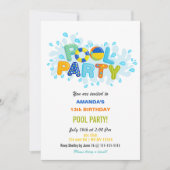 Fun Summer Swimming Pool Party Birthday  招待状 (正面)