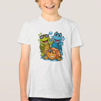 Fun Summer Turtles Squad Kids Beach Design トライブレンドＴシャツ