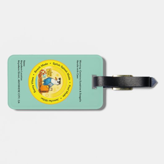 fun sunny destination seagull beach traveller ラゲッジタグ (裏面横)