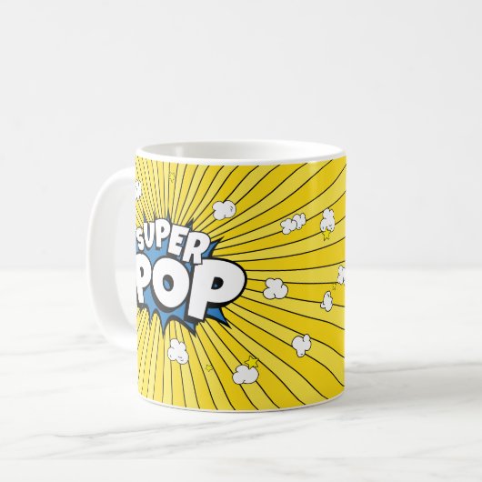 Fun SUPER POP! Popcorn Pun | Comic Book Pop Art コーヒーマグカップ (正面左)