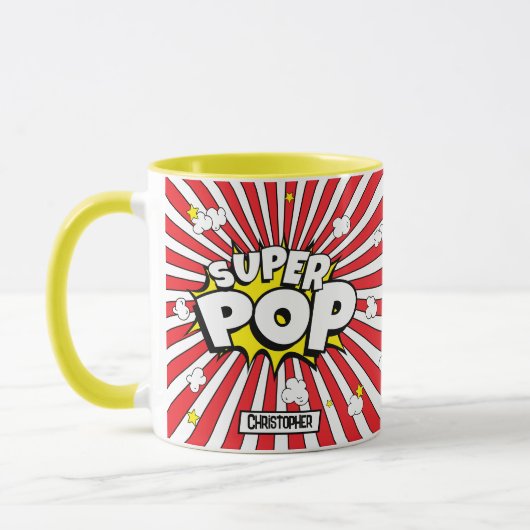 Fun SUPER POP! Pun | Popcorn & Stars Personalized マグカップ (左)